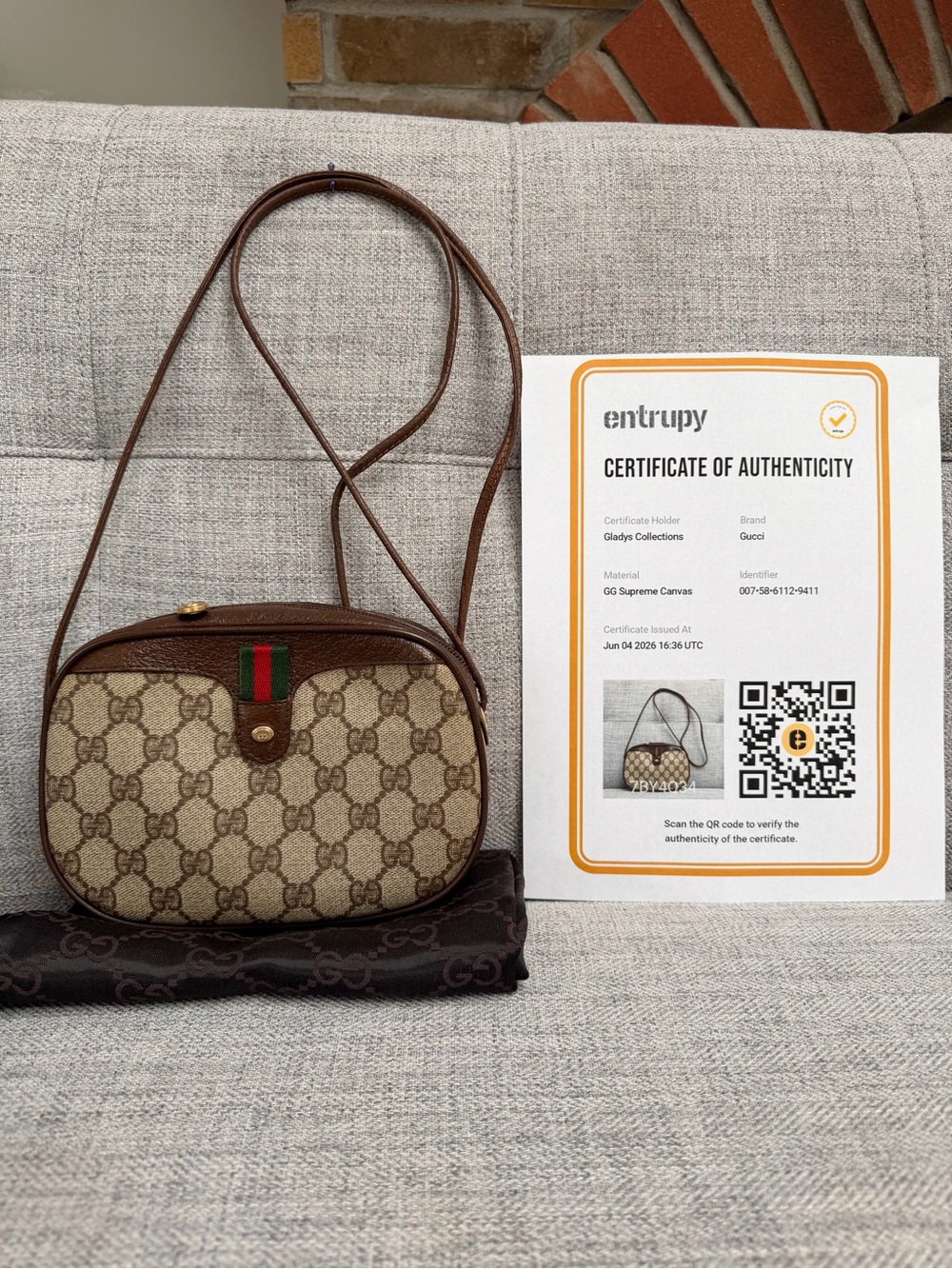 ✨Gucci Ophidia GG Web Sherry Line Crossbody Bag With Certificate of Authenticity